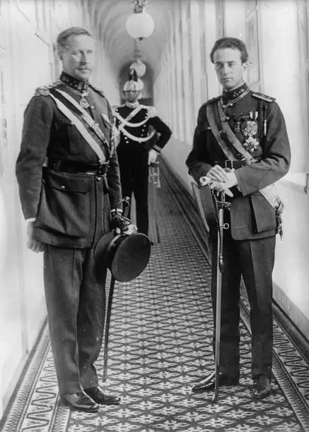 King Albert of Belgium with his son Crown Prince Leopold 1933 Old Photo