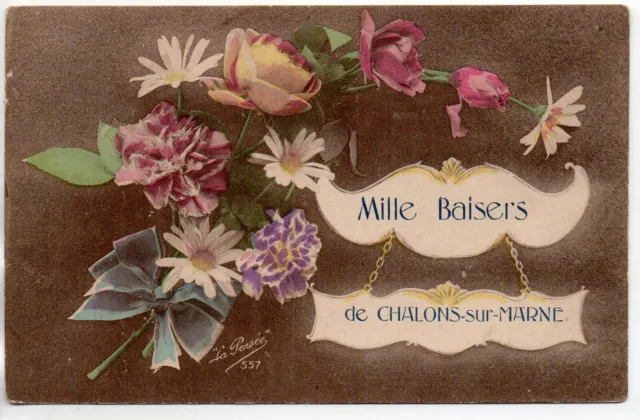 CHALONS SUR MARNE - Marne - CPA 51 - carte Souvenir Mille Baisers de ... fleurs