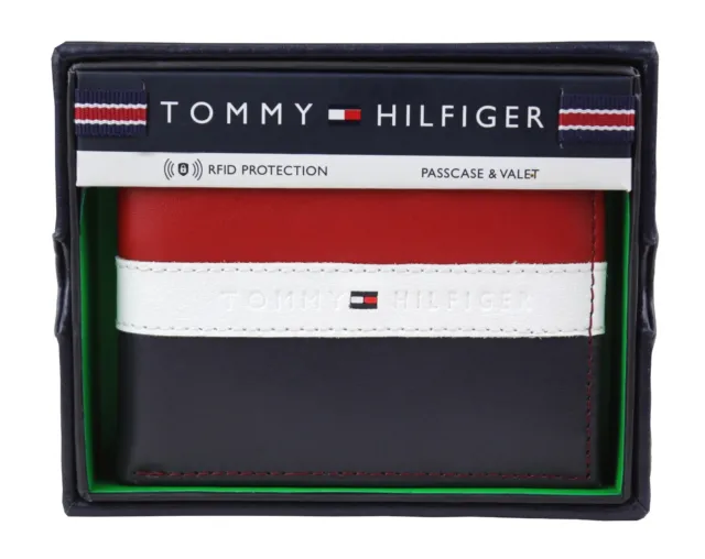 Tommy Hilfiger Herren Leder Geldbörse Passcase Billfold RFID rot marineblau 31TL220053