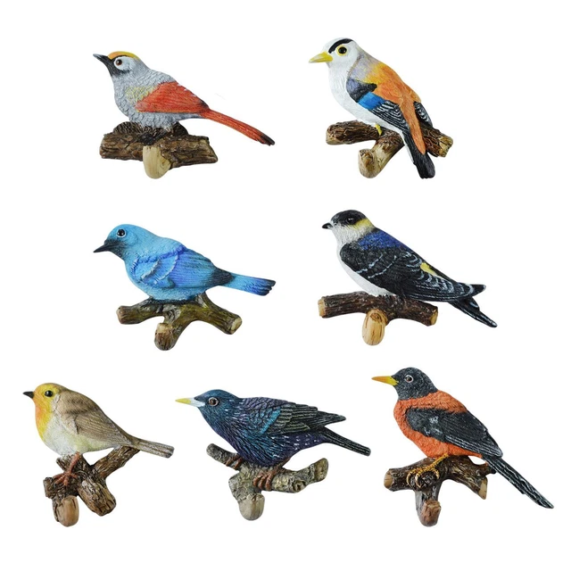Wandgarderobenhaken aus Kunstharz, Fensterfliesen, Tür, Vögel auf einem Ast,
