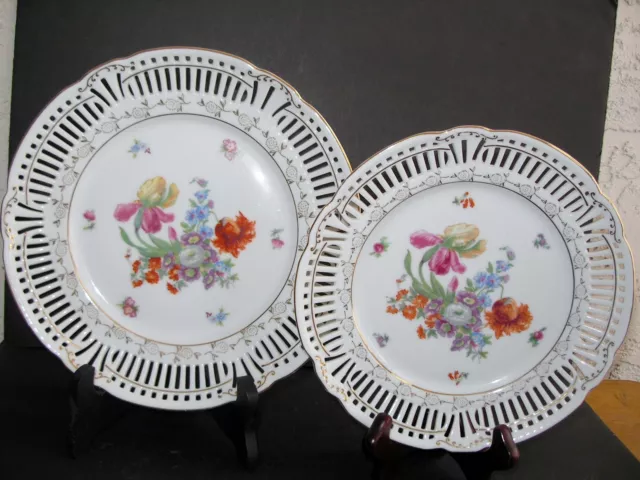 SGK Occupied Japan KONGO Reticulated China Plates Floral KON129 Retriculated Rim