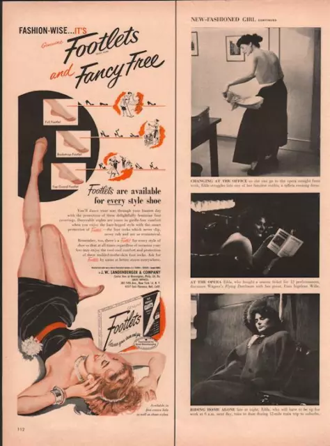 1954 Footlets PRINT AD Vintage for Shoes Closet Decor Vargas style ART
