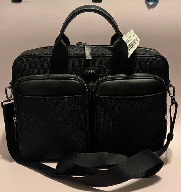 Michael Kors Kent Canvas Utility Black Briefcase computer bag.
