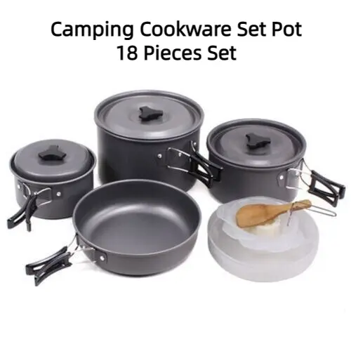 Portable Picnic Camping Cookware 18 Pcs Set 4-5 Person Pots and Pans Picnic Set