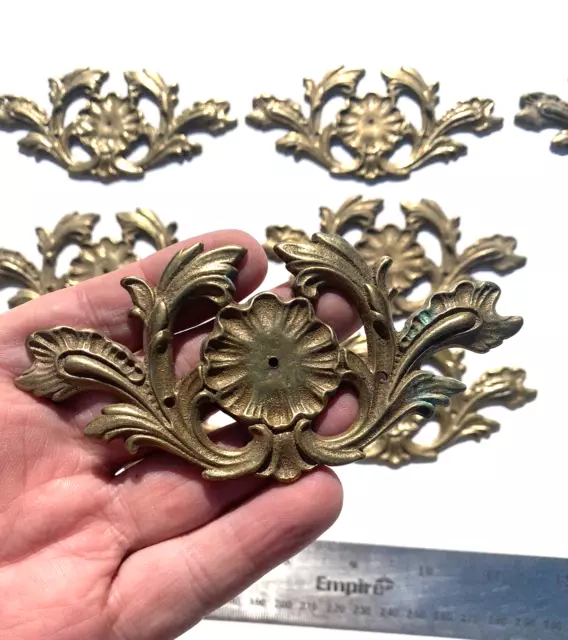 Vintage Brass Ormolu Hardware Lot of 12 pieces Salvaged Parts Backplates Crafts