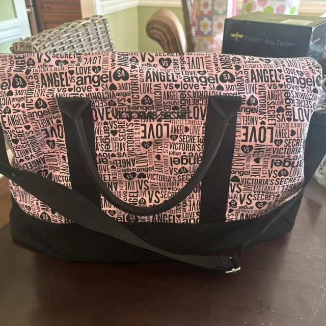 Victorias Secret Getaway Weekend Bag Tote Angel Love VS Limited Edition Pink Blk