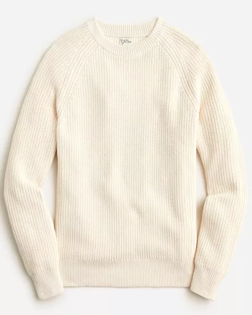 NWT J Crew Shaker Stitch Knit Chunky Heavy Fisherman Sweater in Ivory White