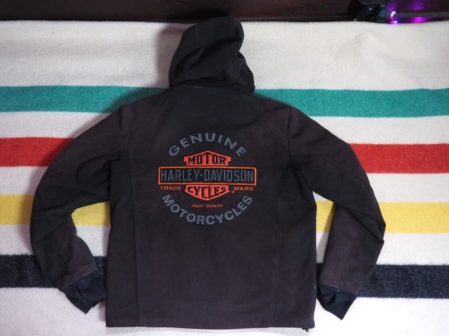 HARLEY DAVIDSON Riding Gear Softshell Fleece Thick Logo Faded Jacket Coat Mens L