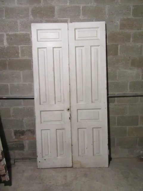 ~ ANTIQUE CHESTNUT DOUBLE ENTRANCE FRENCH DOORS ~ 47 x 93.25 ~ SALVAGE