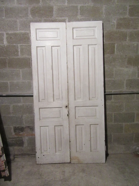 ~ ANTIQUE CHESTNUT DOUBLE ENTRANCE FRENCH DOORS ~ 47 x 93.25 ~ SALVAGE