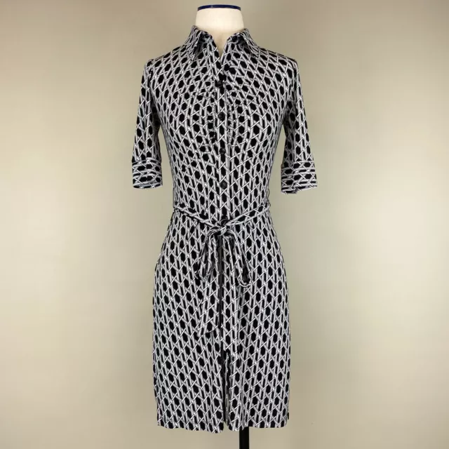 Laundry by Shelli Segal Black White Geometric Print Knee Length Dress Size 0