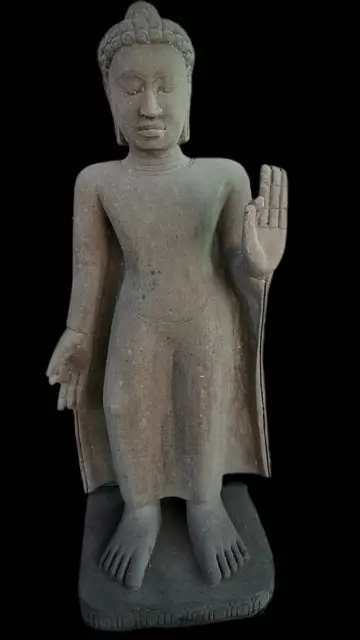 Standing Buddha Sculpture Sandstone Mon Dvaravati Period Style