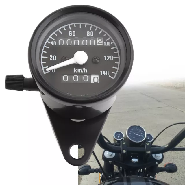 12V Black Universal Odometer Speedometer Tachometer Gauge Cafe Racer Motorcycle