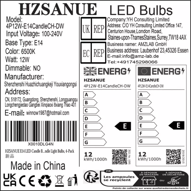 E14 LED Candle Bulbs 12W, 100W Incandescent Equivalent, 6500k 2