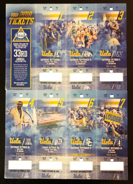 2018 UCLA Bruins Football Collectible Ticket Stub - Choose Any Home Game