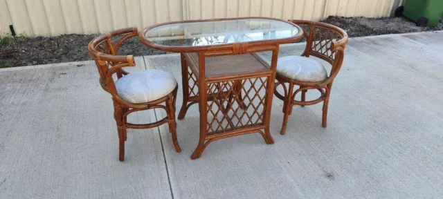 Vintage Cane Honeymoon Suite Table and Chairs