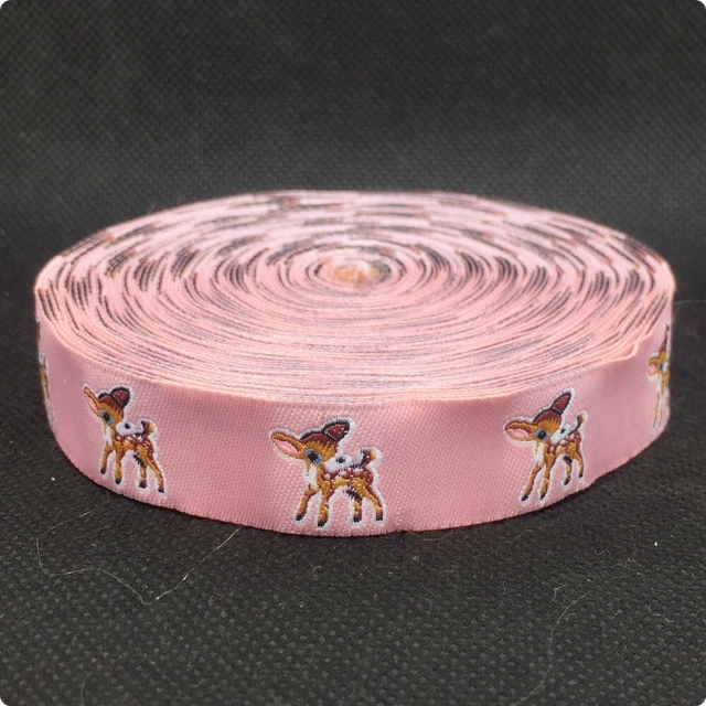 Cinta Jacquard tejida de 5/8"" 16 mm 10 yardas con rosa ciervo para cuello de perro