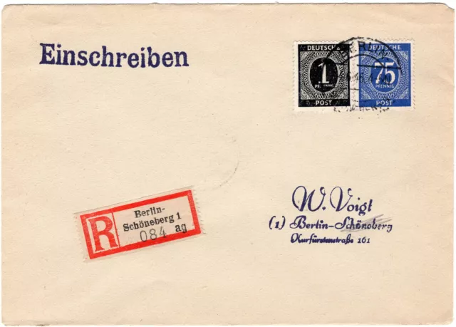 Alliierte Besetzung Mi.Nr. 911 & 934 MiF Orts R-Brief Berlin-Schöneberg 4.6.1946