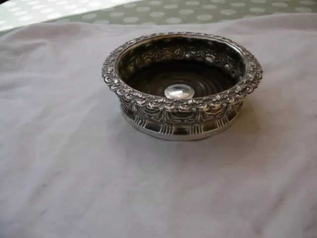 1825 Fine George 1V silver wine coaster by James Kirby lovely decoration 16cms