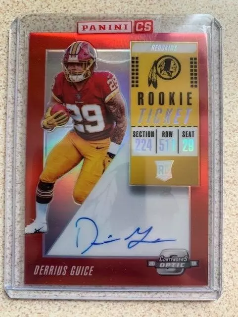 2018 Panini Contenders Optic Ticket RPS Red 95/99 Derrius Guice Rookie Auto RC