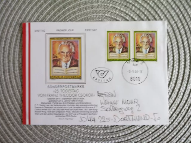 Österreich 1994/illustr.FDC Michel-Nr.2136(2x)+St.9.09.1994/echt gelaufen