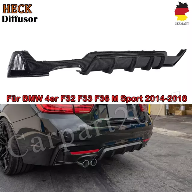 Heckdiffusor Auspuffblende Doppelrohr für BMW F32 F33 F36 M Paket CARBON OPTIK