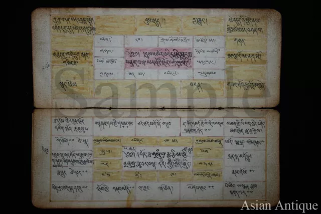Ancient Mongolian Buddhist Amulet Wooden Print Tsakli Leave Mongolia #6-A3131