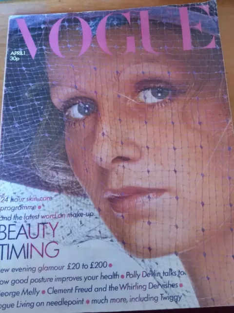 VOGUE UK Magazine Twiggy 1st April 1973 Vintage British Fashion