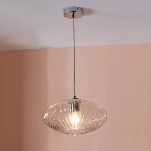 Oval Glass Ceiling Light Round Adjustable Height Lamp Drop Pendant Wall Light