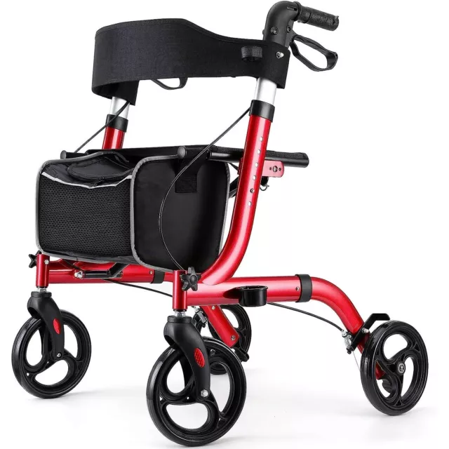 RINKMO Rollator Walker For Senior Lightweight Foldable Aid 8" Wheels 300 lb Seat