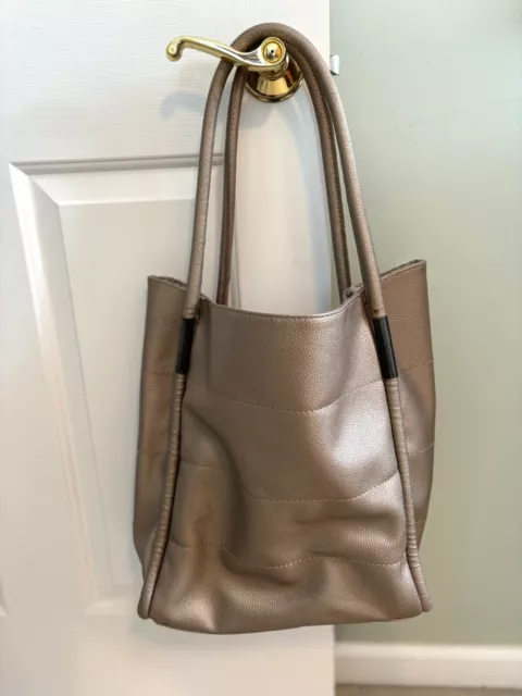 Neiman Marcus Gold Metallic Large Tote Shoulder Shopper Bag