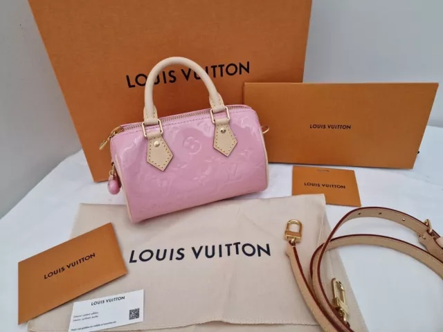 RARE NWT Louis Vuitton Nano Speedy Patent Mochi Pink Valentine’s Day 2023