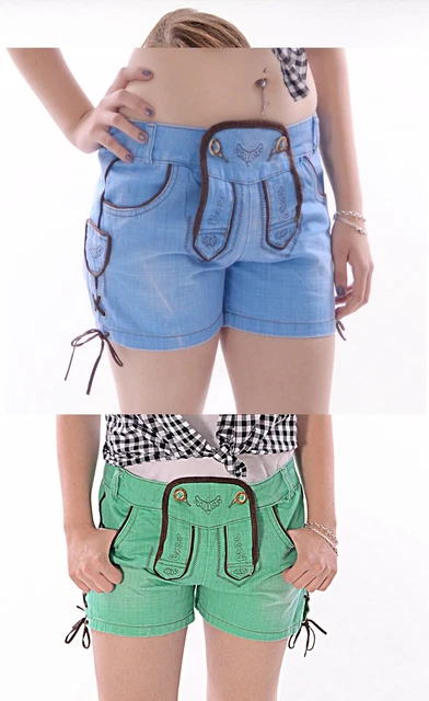 Stockerpoint Trachten Hotpant Jeans Roxy green river oder sky blue Gr 34-42 NEU
