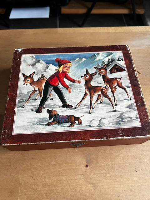 Jeu De Cubes En Bois Vintage Complet Avec Boîte D'origine - Occasion