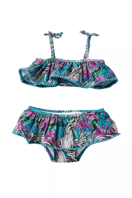 Jessica Simpson 12M 2 Pc Bikini Swimsuit Set Infant  Girl's Tropical Floral