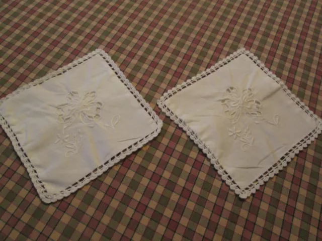 2 Cotton Spice Bags Bulk Spices Tea Potpourri White Embroidery Butterflies Lace