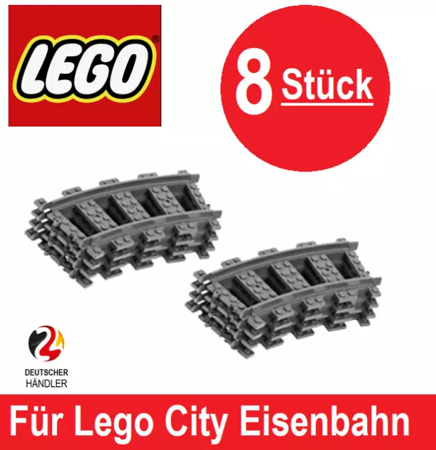 8x Lego® Schiene Schienen Gleis grau 60238 60205 RC Eisenbahn Halbkreis K#1