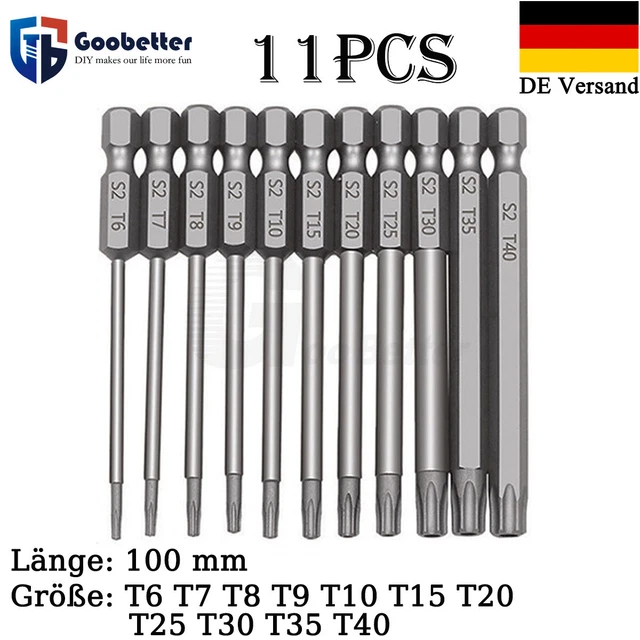 Sicherheits-Torx-Bit-Set – 7-teilig, T10 Bis T40, 10,2 Cm Lang, Magnetisch | 1/4 Zoll Sechskantschaft Für Schraubendreher