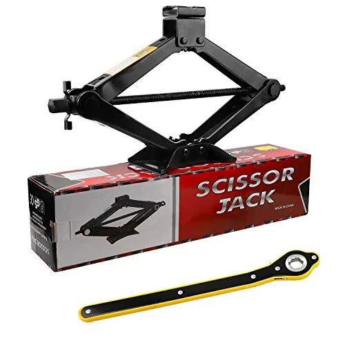 Scissor Jack 2 Tons4409 lbs Capacity with Ratchet Handle Effort Saving