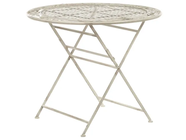Tavolino da Giardino Bistro Pieghevole ø 90 cm in Metallo Bianco Sporco Bivio