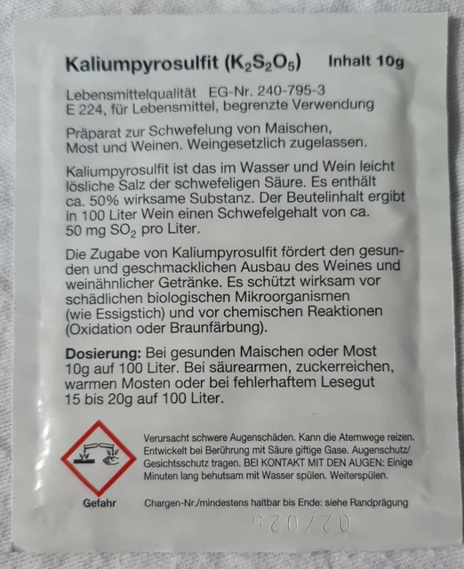Schwefelpulver 2 x 10G Kaliumpyrosulfit E224