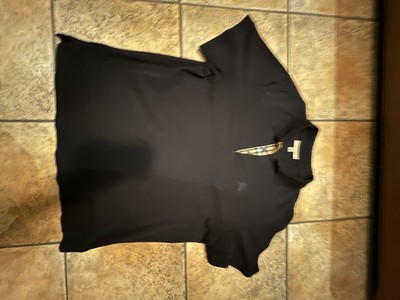 NWT BURBERRY BRIT Navy Blue Henry Trim Fit Cotton Logo Nova Check ...