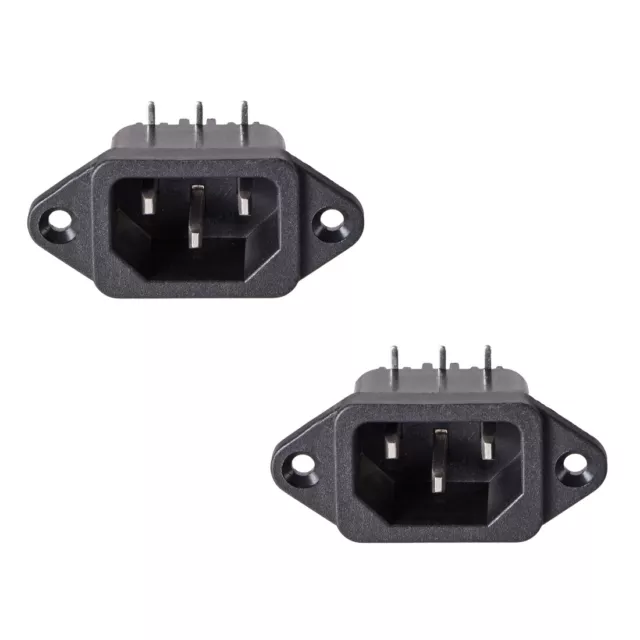 C14 Panel Mount Plug Adapter AC 250V 10A/15A 3Pins IEC Inlet Module Plug 2 Pcs