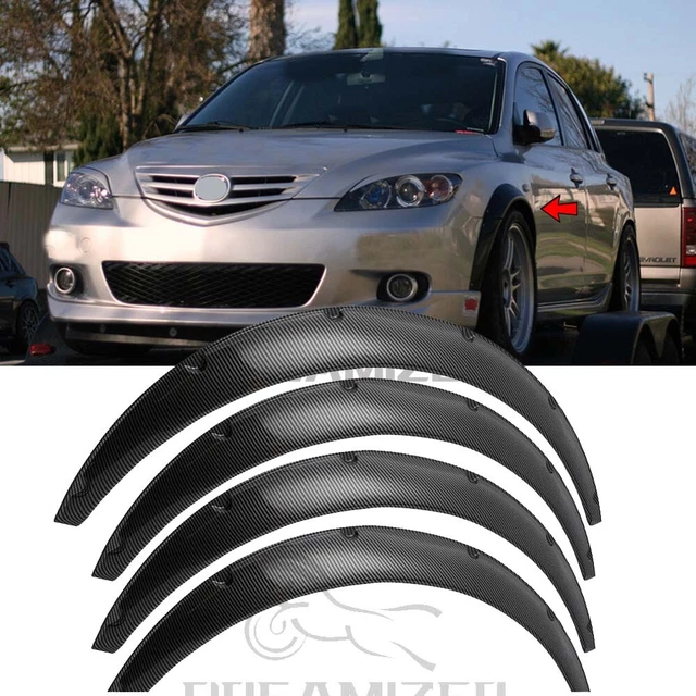 4X FENDER FLARES Wide Body Kit Wheel Arches Protect Cover For Mazda 3
