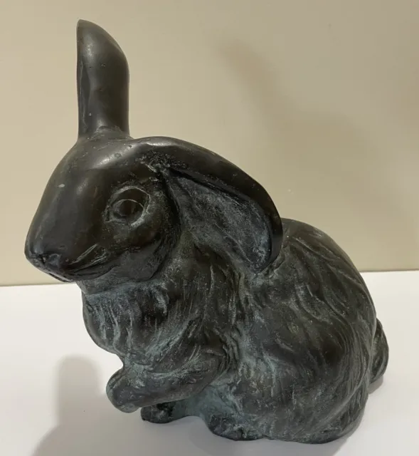 VNT Wildwood Accents Solid Bronze Large 12" Bunny Rabbits  Decorative Figurine