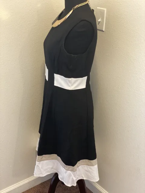 Robe Calvin Klein Colorblock Fit & Flare noire blanche sans manches extensible 10 3