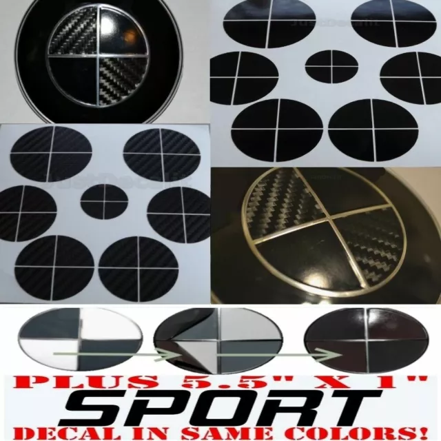 Carbon Fiber Roundel Decal Sticker Emblem overlay fits all BMW Hood + Trunk  5pcs