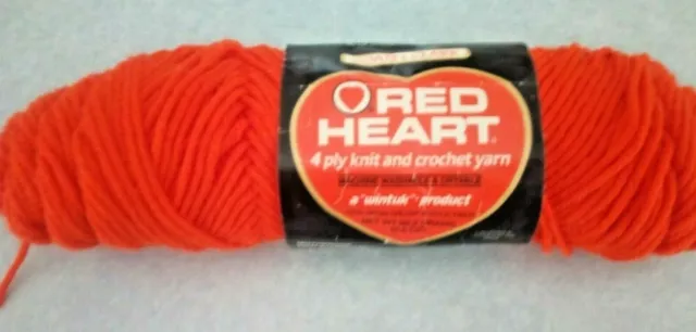 VTG Red Heart Yarn 3.0 oz / 99 GMS ~ ORANGE BLAZE #256 FAST FREE SHIP