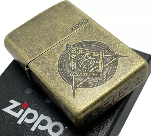 Zippo Oil Lighter Freemason Myth Symbol Gold Brass Regular Case Japan