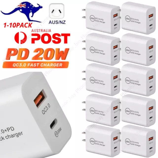 20W Dual USB-C Type C Fast Wall Charger PD Adaptor For Android iPhone iPad LOT